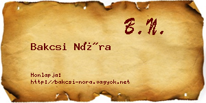 Bakcsi Nóra névjegykártya